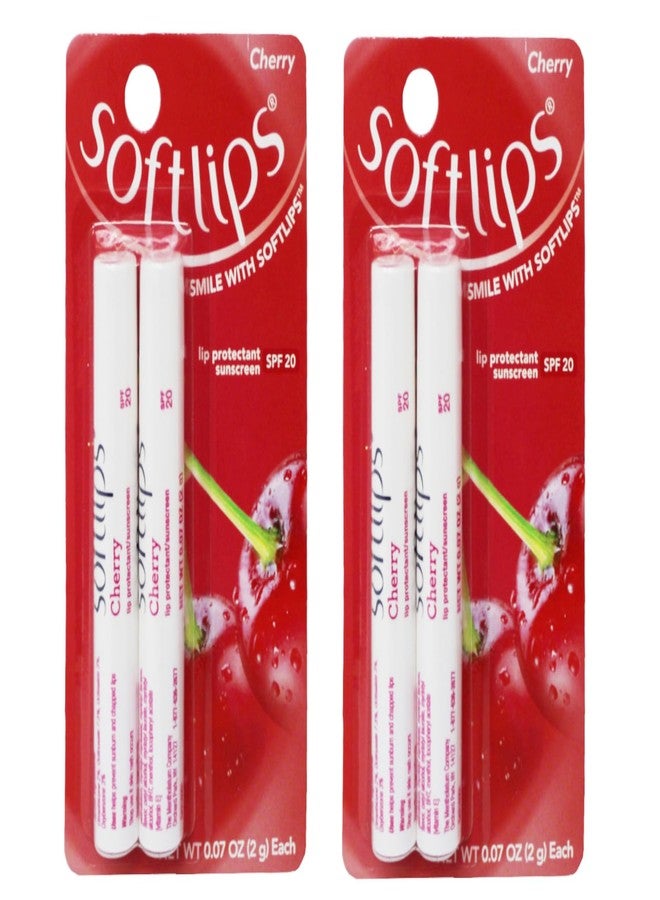 SoftLips Lip Protectant Sunscreen SPF 20, Cherry, Gluten-Free Twin Pack 0.07 oz Each (Pack of 2) - Image 1